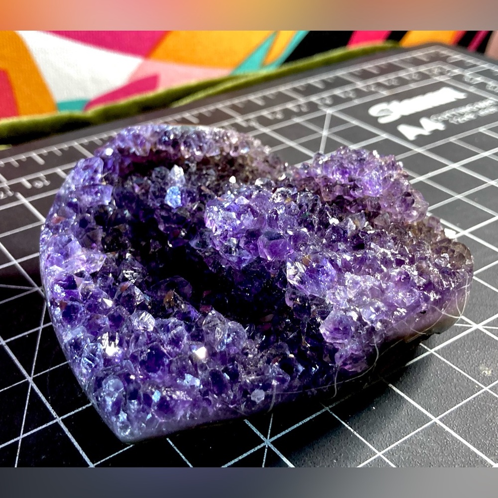 170G Heart Shaped Amethyst Cluster Gem Stone